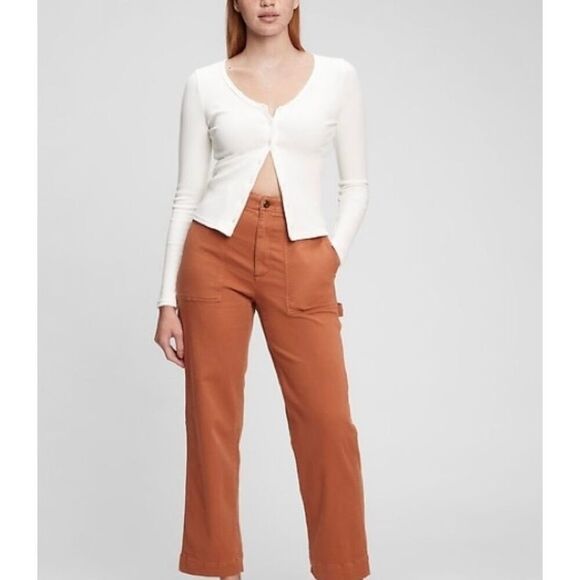 Gap orange carpenter crop jeans size 6 - Picture 11 of 11